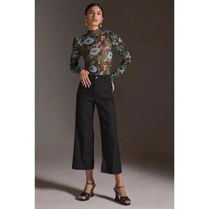 Anthropologie Maeve The Colette Trouser Pants Linen Blend Black Women’s Size 30P